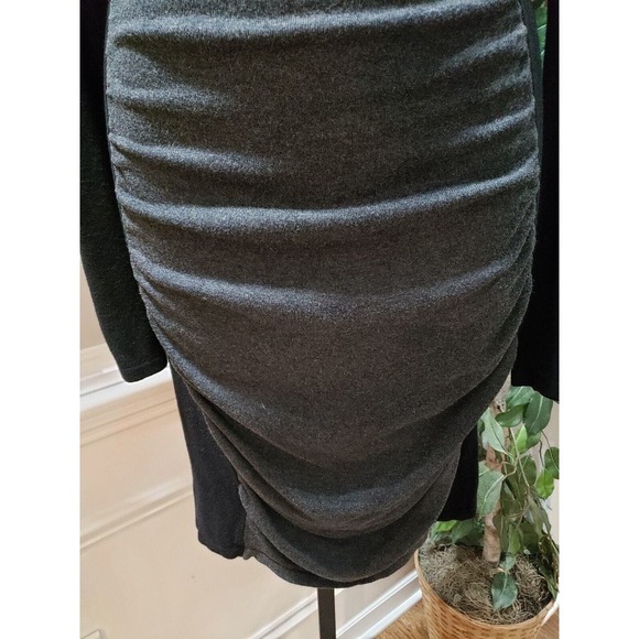 Express Women's Black Gray Round Neck Long Sleeve Knee Length Dress Small Petite - Picture 4 of 10